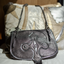 Handmade Silver and Grey Metallic Leather Squid Handbag, LInda Ibiza