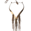 Handmade gold leather necklace with long leather fringe detail