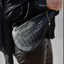 Black handmade leather sling style bag - left or right side options