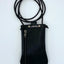 Handmade black smooth leather mobile bag with zip pocket