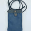 Handmade blue leather mobile bag with zip pocket on the back Linda Ibiza