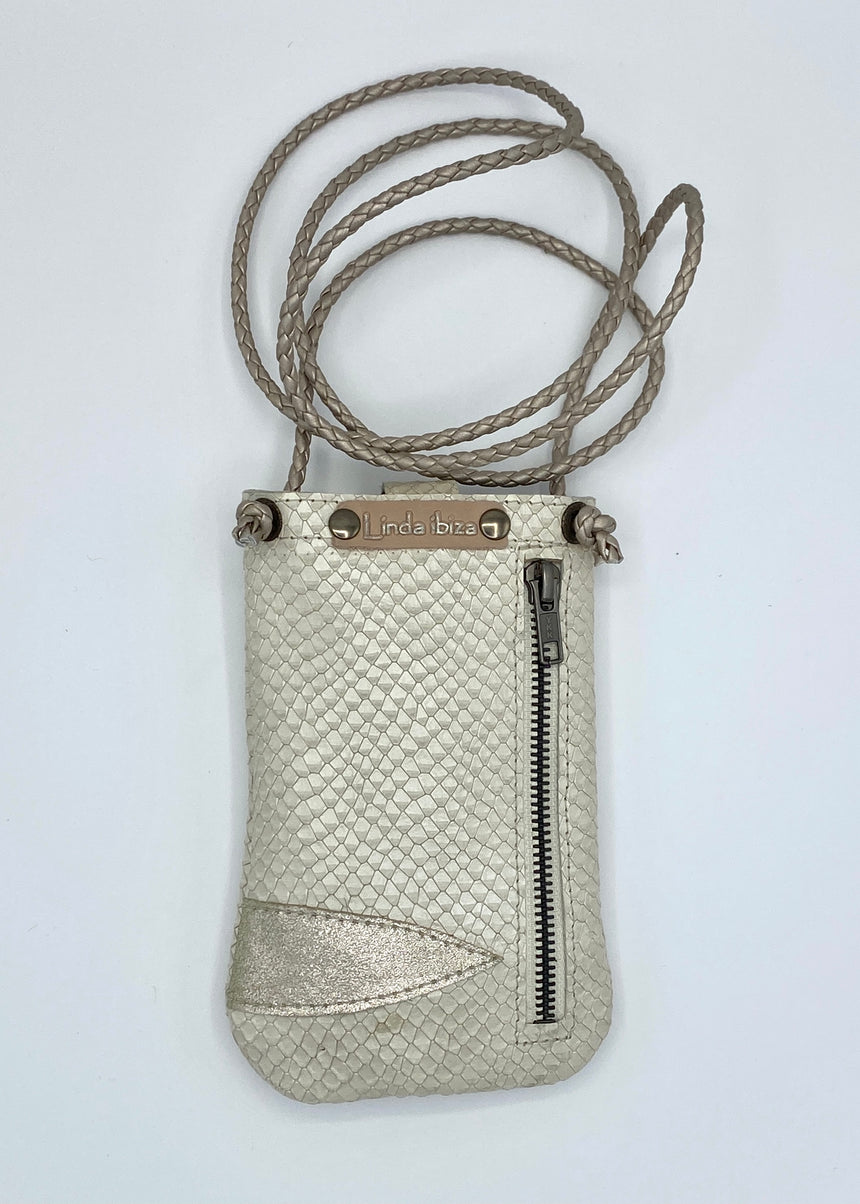Black and grey leather hide and hair crossbody bag