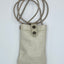 Metallic cream leather mobile bag with zip pocket on the back